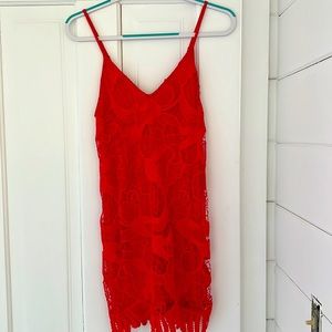 Red lace dress